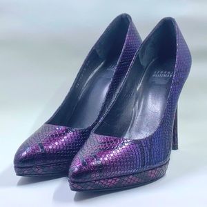 uart Weitzman Queen Purple Snakeskin Heels Size 8.5